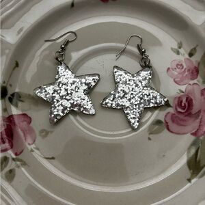 Y2K Style Silver Star Earrings